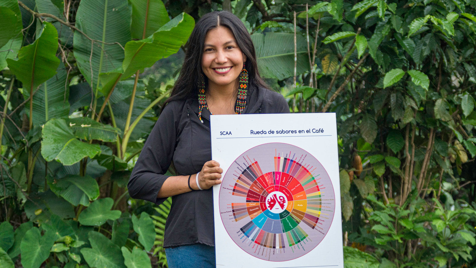 Photo of leader Andrea holding graph
