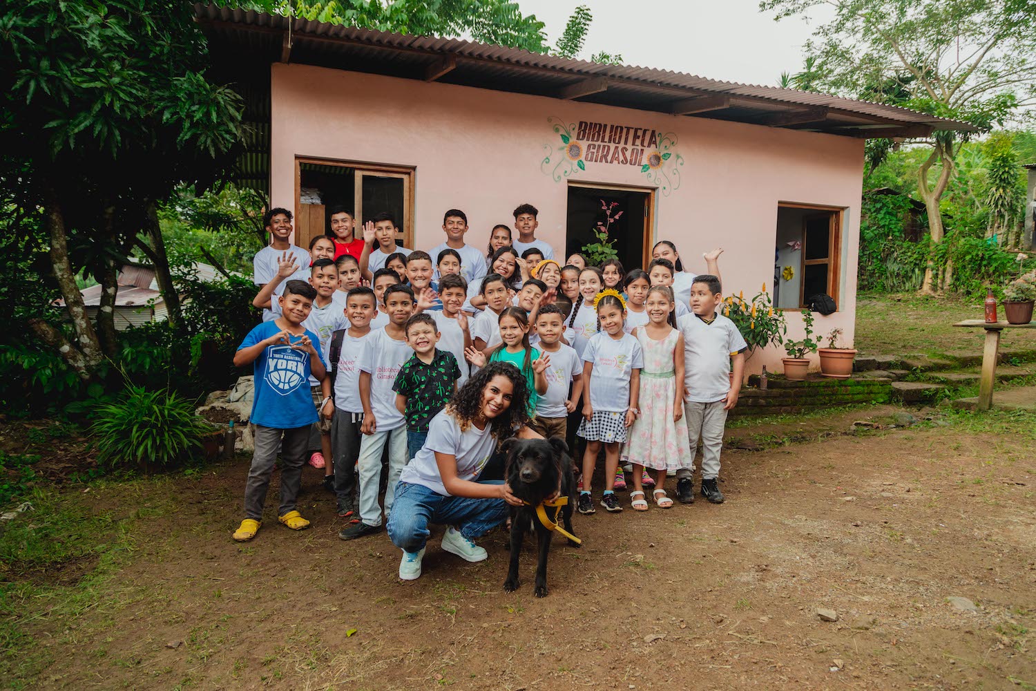 children in front of school in Nicaragua
