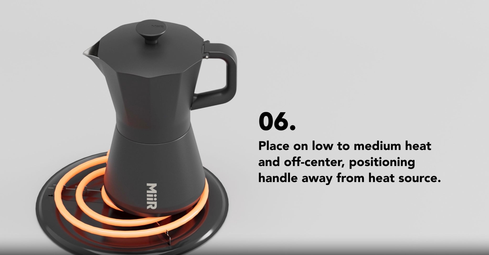 Moka Pot place on burner.